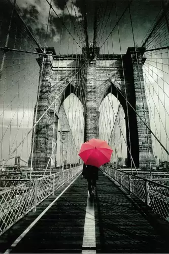 MONDiART Man with umbrella on bridge  (101612)