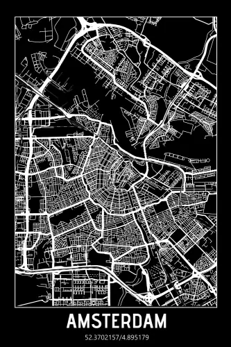 MONDiART Amsterdam NL - Citymap black  (101622)